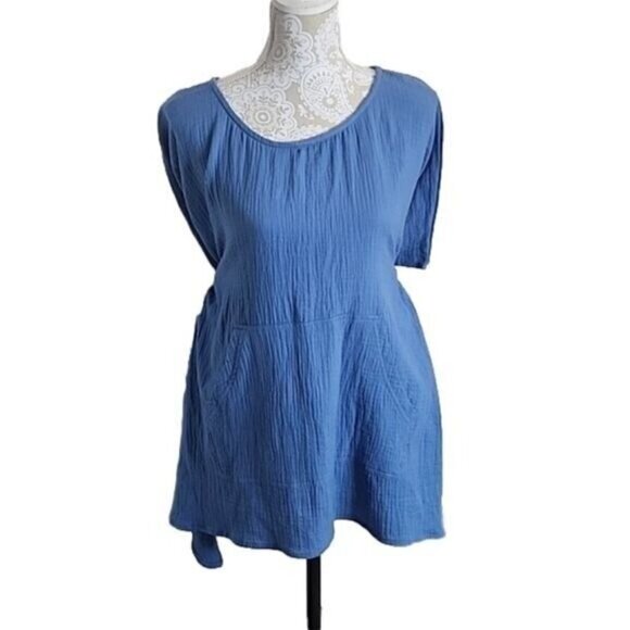 ARIA Handmade Tunic Top Gaucha blue Womens NWT S/M - Picture 2 of 11